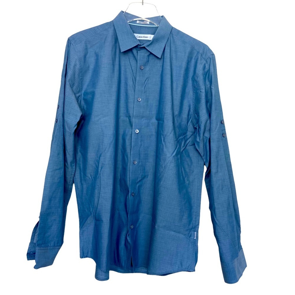 Calvin Klein Blue Long Sleeve Dress Shirt. Checks. Size Medium